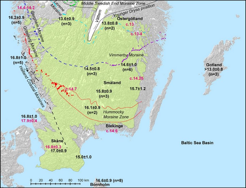 Deglaciation of south Sweden