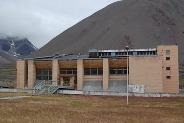 Abandoned sport centre in Pyramiden, a ghost town on Svalbard