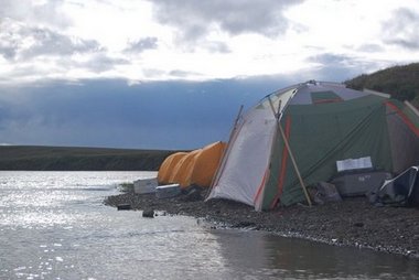 Camp site on a beach in Taymyr
